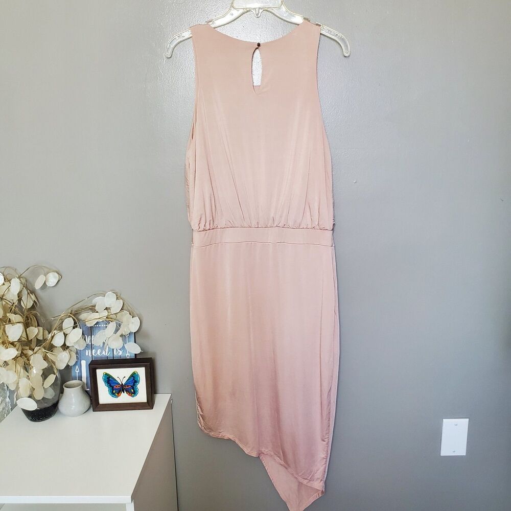 ASTR Dress Womens Size Large Blushed Pink Sleeveless Asymmetrical Hem Stretchy - Picture 5 of 8